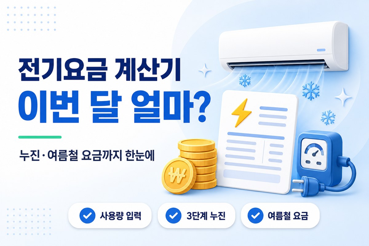 전기요금 계산기 — 월 사용량으로 누진·여름철 요금 포함 청구금액 계산