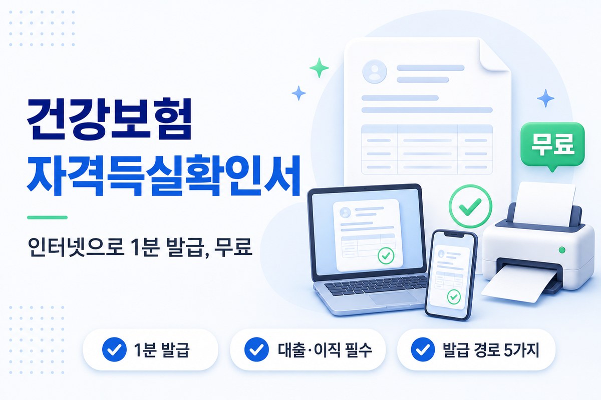건강보험 자격득실확인서 발급 — 인터넷·앱으로 1분 무료, 발급 경로 5가지