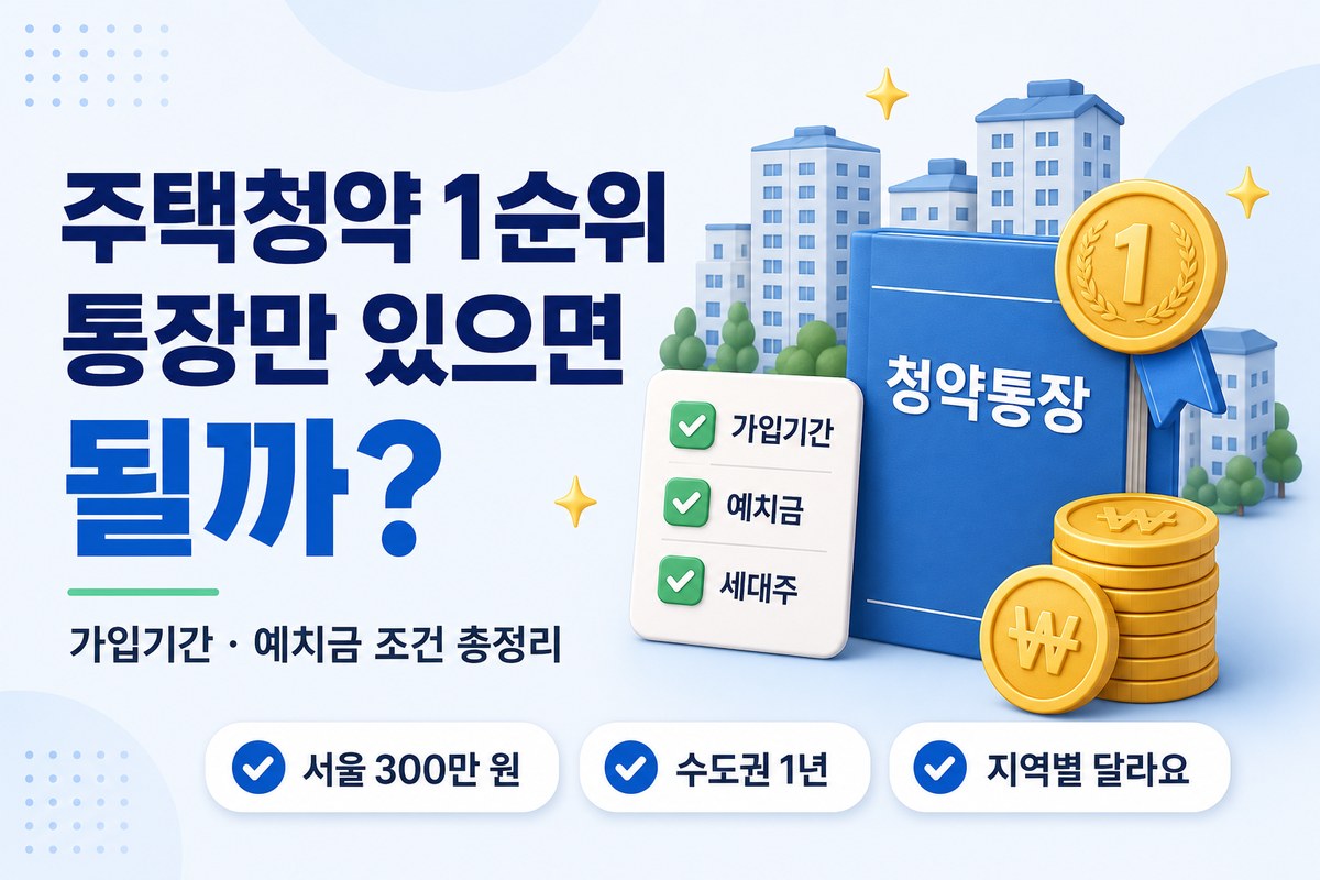 주택청약 1순위 조건 — 통장만 있으면 될까? 가입기간·예치금·세대주 조건