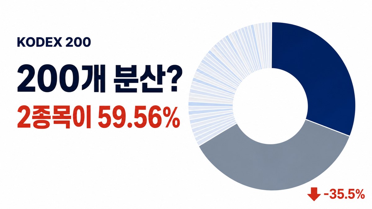 KODEX 200 구성종목 — 200개 분산이지만 상위 2종목이 59.56%, 고점 대비 -35.5%