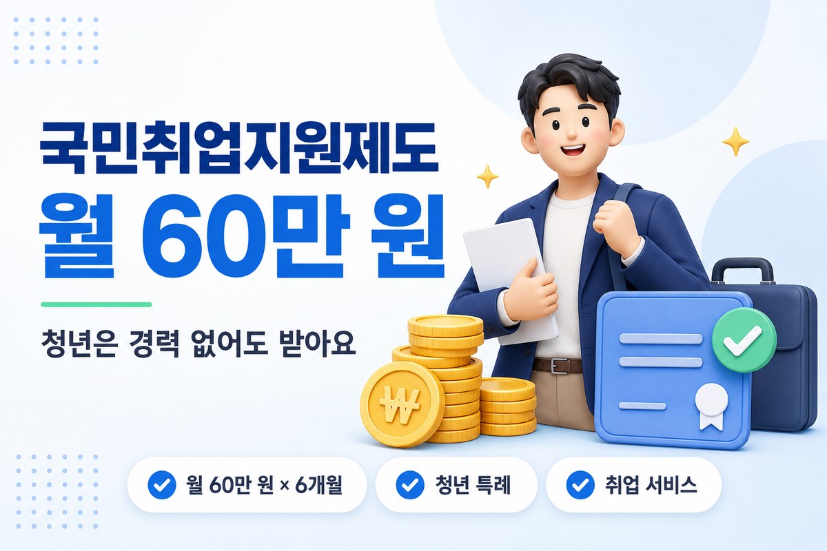 국민취업지원제도 — 취업 준비하며 월 60만 원, 청년은 경력 없어도 6개월 지원