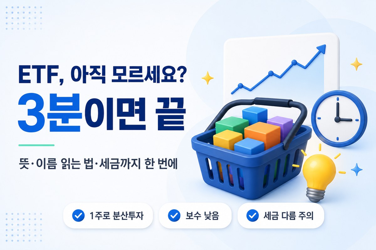 ETF 뜻 — 주식처럼 사고파는 펀드, 1주로 분산투자·보수·세금까지 3분 정리