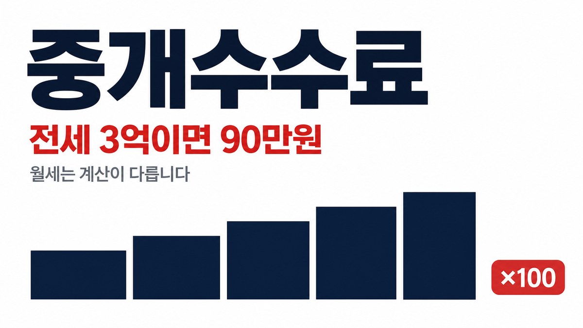 중개수수료 법정 요율 — 전세 3억이면 90만원, 월세는 보증금+월차임×100으로 환산