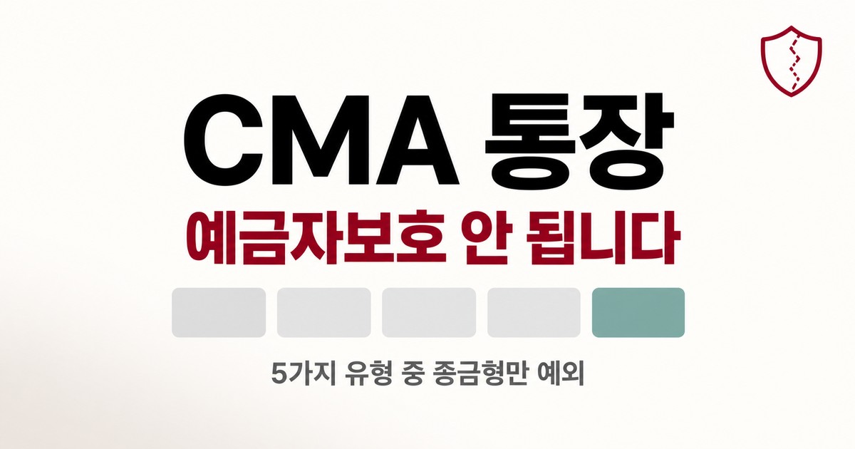 CMA 통장은 예금자보호가 안 됩니다 — 5가지 유형 중 종금형만 예외
